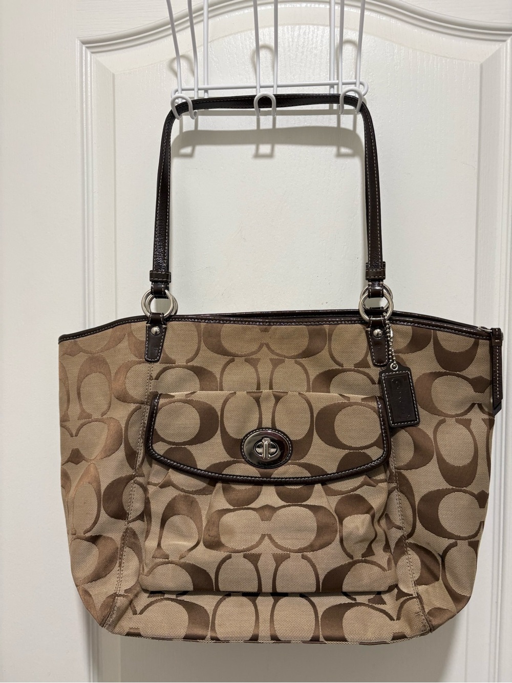 SOLD! Coach Leah Signature Large Tote (Khaki/Brown) (F14658)